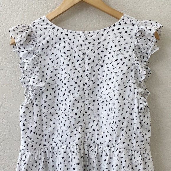LOFT Eyelet Dress Size 8 Black & White Embroidered Cotton Ruffle - Picture 5 of 5